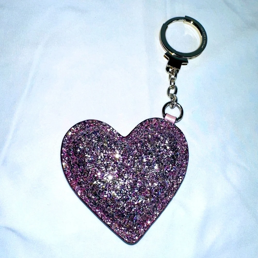 Kate Spade - glitter 3D Puffy heart key fob, Rosegold